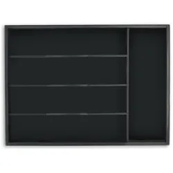 Relaxdays Besteckkasten, 5 Fächer, Schubladen Ordnungssystem, HBT: 4,5 x 34 x 25 cm, Bambus, Besteck Organizer, schwarz