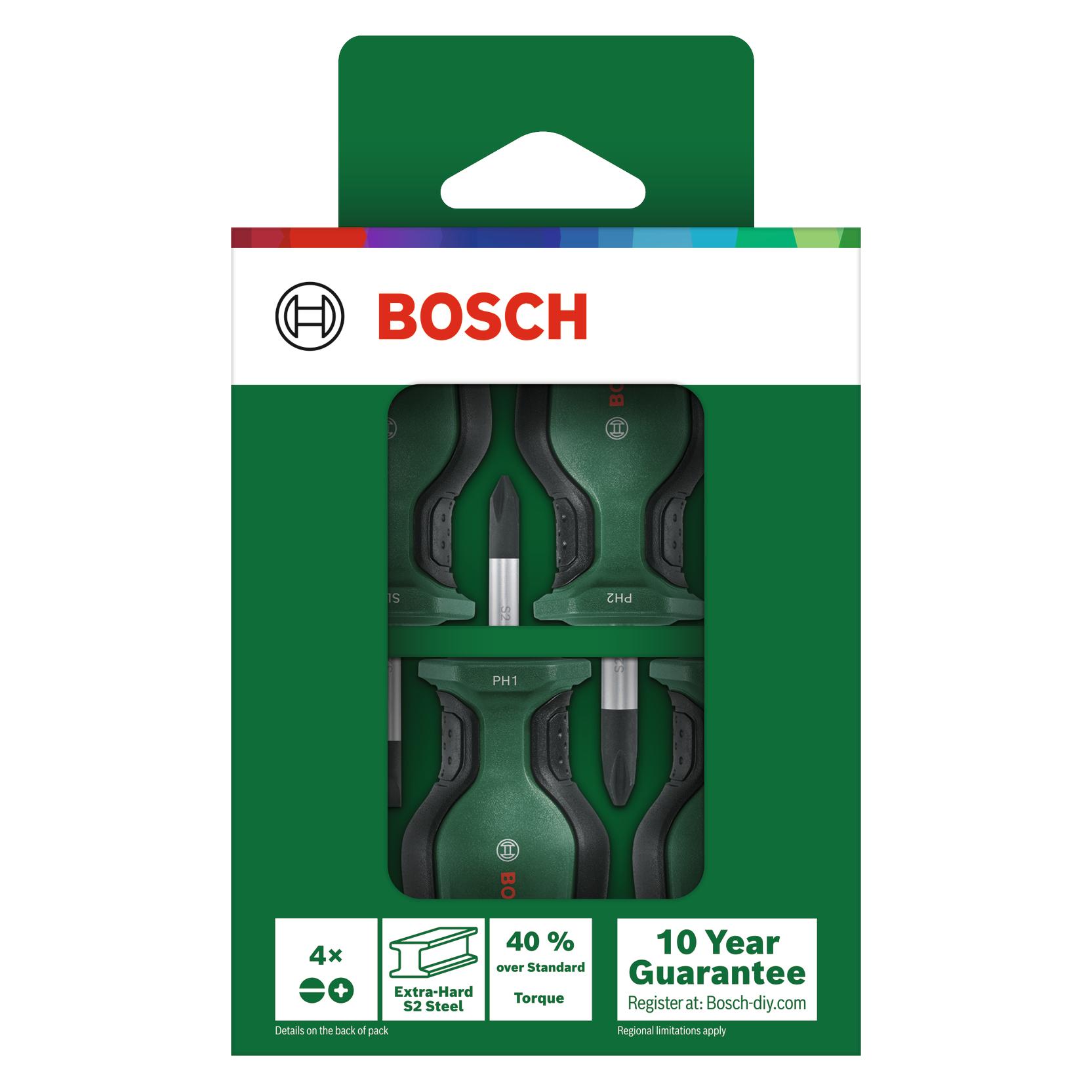 Bosch Professional Stubby Schraubendreher Set, 1600A032UJ, 4-teilig (1600A032UJ)