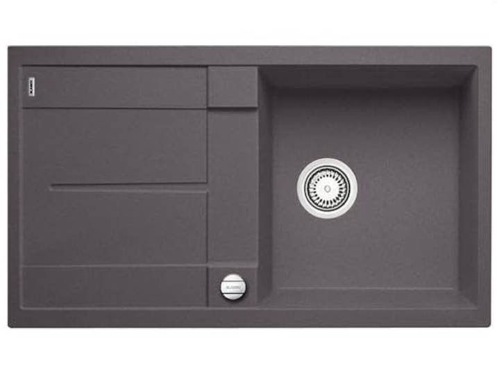 BLANCO METRA 5 S – Évier de Cuisine Rectangulaire en Granit pour Meubles Bas de 50 cm de Large – Égouttoir Intégré – SILGRANIT – Gris – 518871