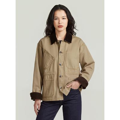 Outdoorjacke G-STAR "Boyfriend Barn Jacke", Damen, Gr. S, beige (safari), Obermaterial: 70% Baumwolle, 30% Baumwolle, Jacken Outdoorjacke