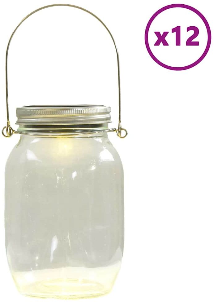 vidaXL Lampe solaire en verre d'extérieur 12 pcs blanc chaud