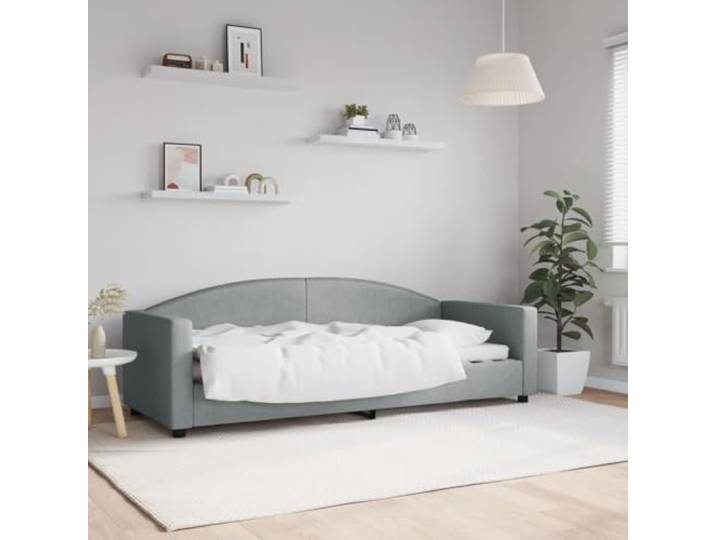WDGJJFECNMUEHI 2 in 1 Schlafsofa Stoff Tagesbett Grau 80x200 cm Tagesbett Hellgrau 80x200 cm Stoff Schlafsofa mit Bettkasten Metallgestell Gästebett 2-in-1 Sofabett für Wohnzimmer