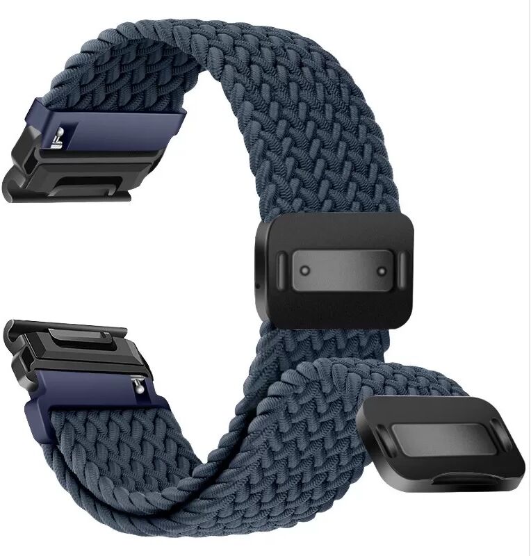 INF Schnellverschluss Magnetische Schnalle Elastisches Nylon Geflochtenes Armband kompatibel mit Garmin Fenix Serie Blau 26 mm