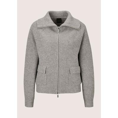 Strickjacke MADELEINE "Strickjacke Blouson-Strickjacke mit 2-Wege-Zipper", Damen, Gr. 48, steingrau, melange, Strickjacken Strickjacke