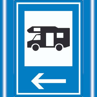 HB-Druck Campingplatz Wohnmobil Aufkleber mit Pfeil links A7 (74x105mm)