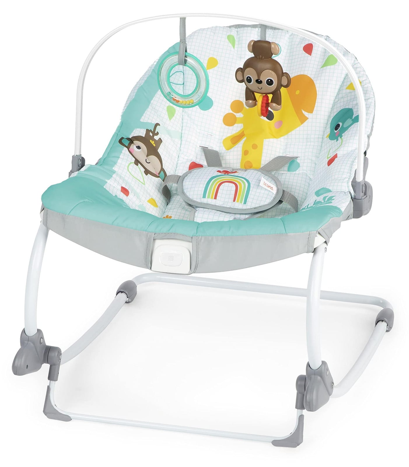 Bright Starts Rainbow Bouncer Blauw met Kalmerende Vibraties en 2 Schuinteposities voor tot 30 Maanden
