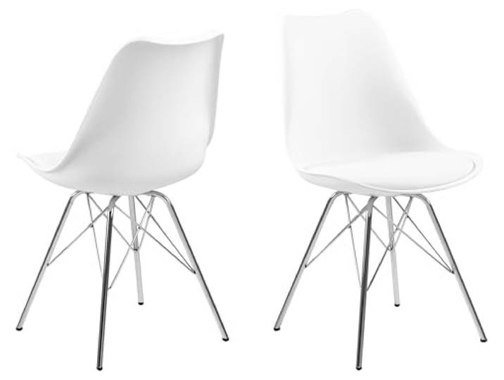 möbelando 4-Fußstuhl >Eris< (4er-Set) in Weiss, Chrom - 48,5x85,5x54 (BxHxT)