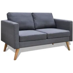 vidaXL Sofa 2-Sitzer Stoff Dunkelgrau
