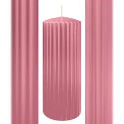 Wiedemann Kerzen Rillen Kerzen Rosa 200 x Ø 80 mm, 4 Stück