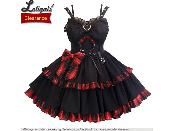 Robe de Bal Style Punk Lolita JSK, Mini Robe à Carreaux Bloquée par Alice Girl