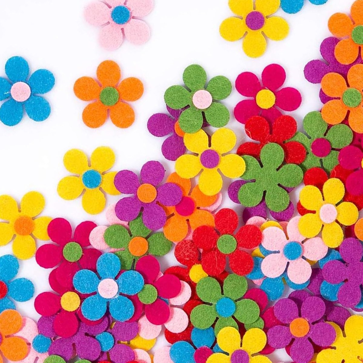 100 stuks zelfklevende vilten bloemen voor knutselen en decoratie