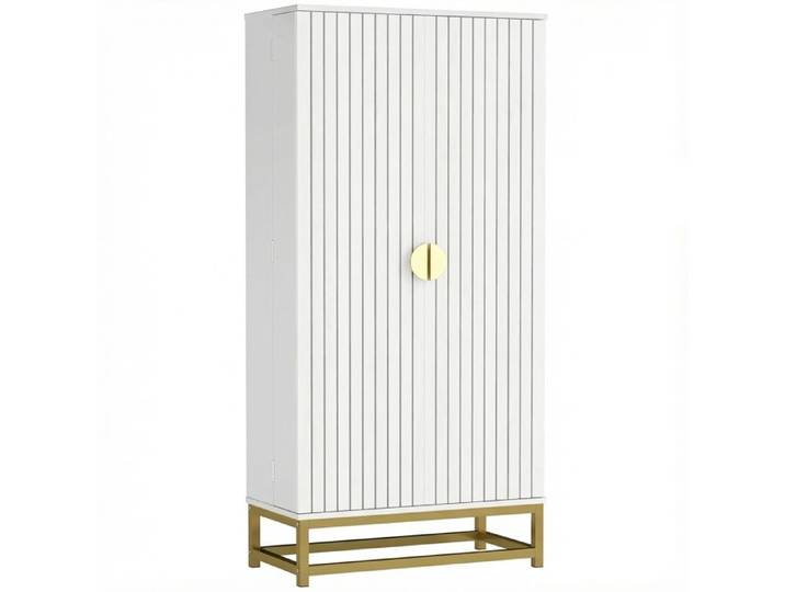 LIA Armoire de cuisine meuble cuisine rangement avec 12 étagères à portes étagères ajustables blanc 58x29x119 5cm