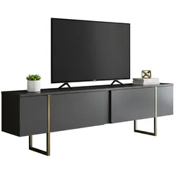 Dmora Abishia - TV-Schrank, 180x30x50 cm Anthrazit, ein Regal