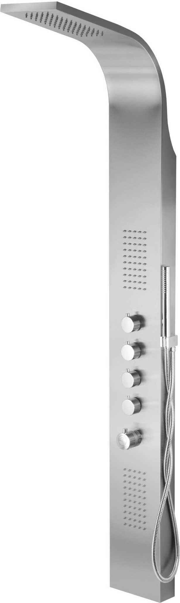 BADLAND Duschpaneel Thermostatisch Edelstahl SAMSARA Massage Wasserfall mit Kopfbrause in Stahl