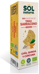Sol Natural Bolachas De Trigo Sarraceno Chia Quinoa e Açafrão Bio 175g