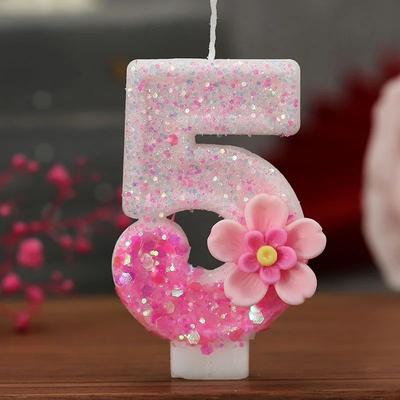 Inspired Living Creative Birthday Number Candle Glitter Cake Candle For Birthday Cakes And Party Decorations 5