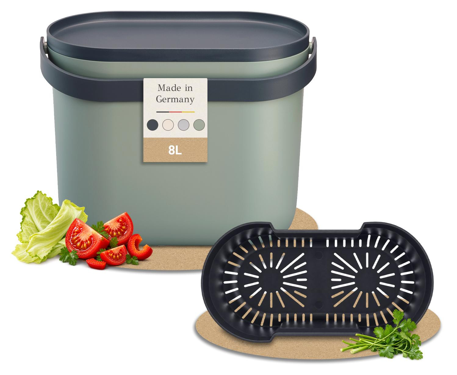 GARANTIA NOVA GFT-emmer 8 liter agave / grafietgrijs