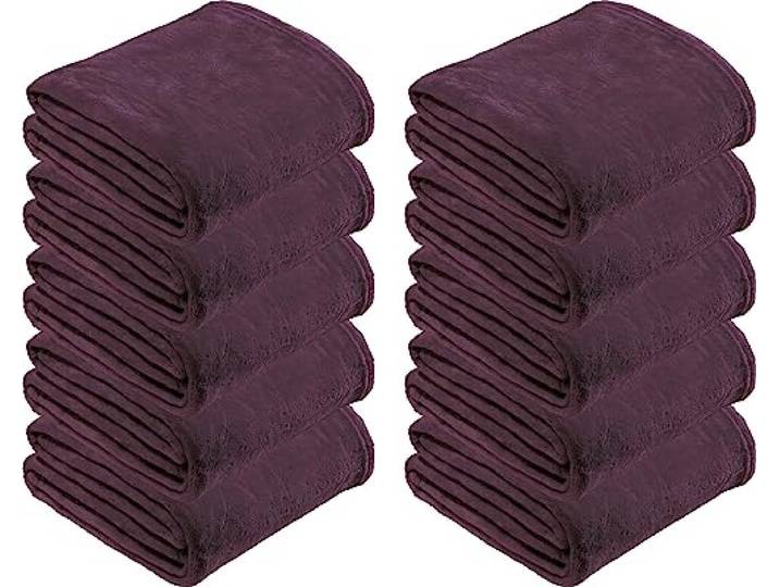 REDBEST Microfaserdecke Amarillo 10er-Pack, Fleece-Wohndecke, Sofadecke dunkelviolett Größe 150x200 cm - kuscheliger Teddyfleece, pflegeleicht, waschbar