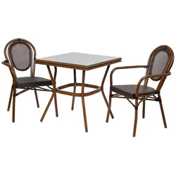 GARTEN-ESSGRUPPE, 3er-Set, braun