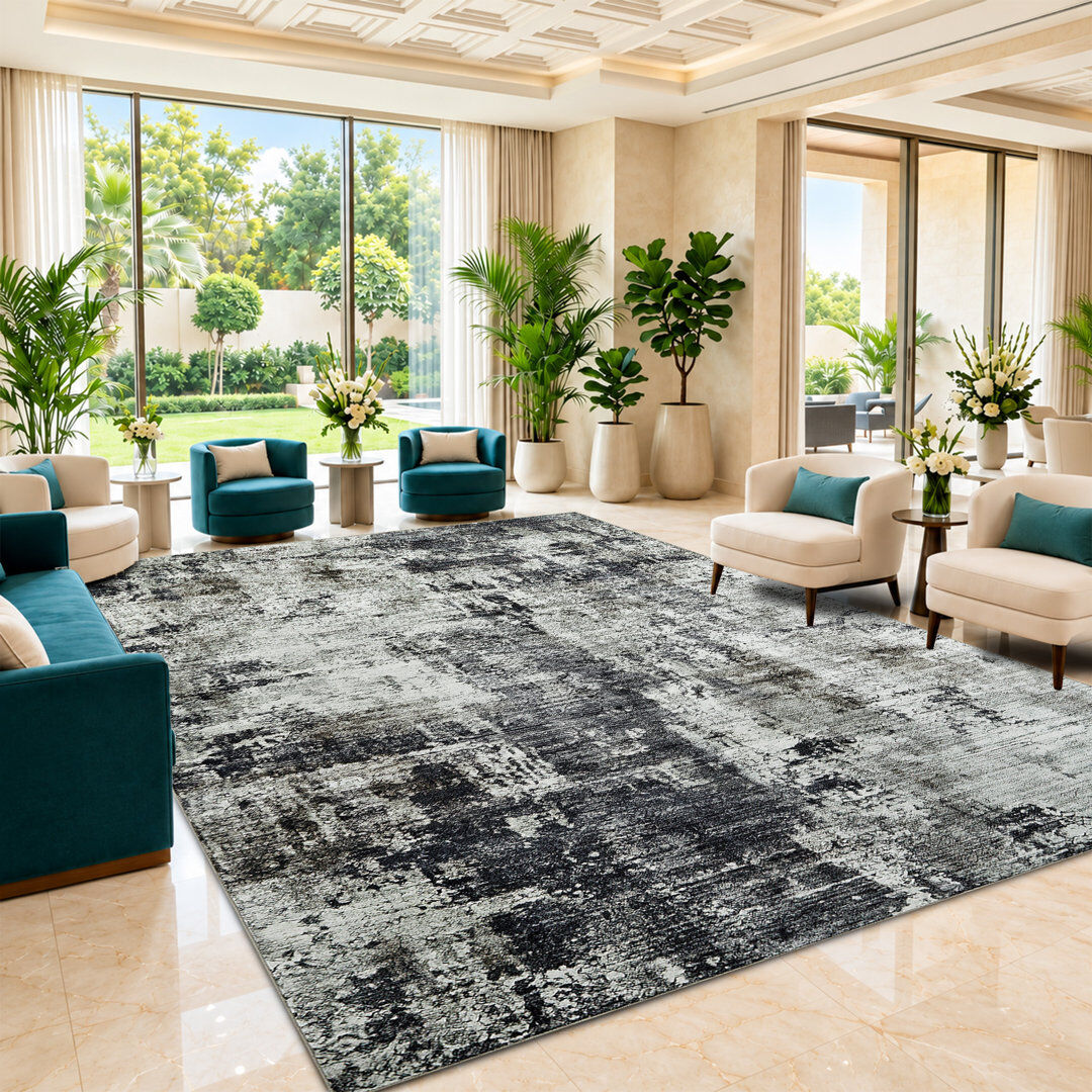 East Urban Home Vintage Look Shag Washable FROST Rectangle 200 x 290cm