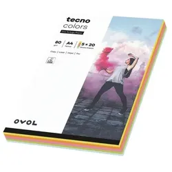 tecno Multifunktionales Druckerpapier »tecno Colors« im Pastellfarben-Mix mehrfarbig