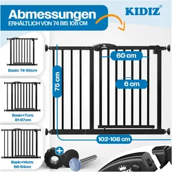 Kidiz, Schutzgitter, auch als Schutzgitter für Treppen, Auto Close, Kinder Treppengitter (102 - 115 cm)