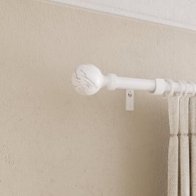 Acroma Adjustable Single Curtain Rod and Coordinating Finial Set