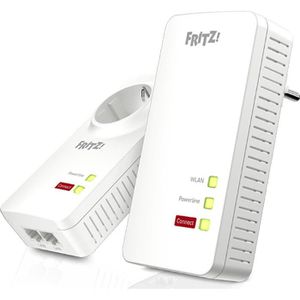AVM Powerline FRITZ!Powerline 1260 WLAN, Set, 2 Adapter, bis 1266 MBit/s, mit Steckdose und WLAN