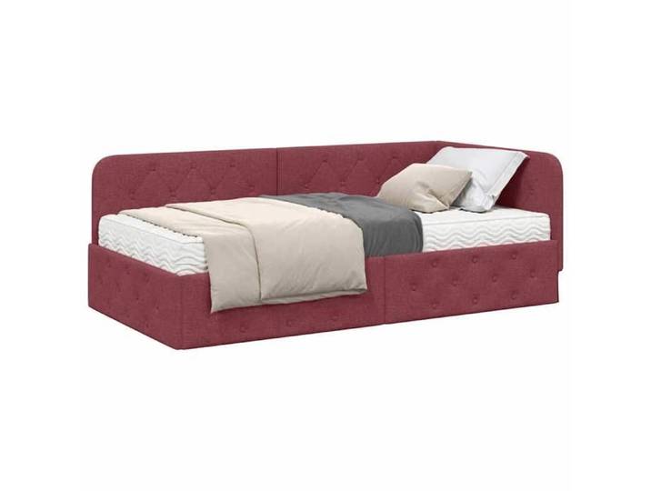 BEAU Cadre de lit d'angle - SARAZYJ - Design en L - Lit de repos - Lit de jour - avec matelas Bordeaux 90 x 190cm tissu