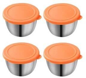 Uplift Treasures Stainless Steel Sauce Cup With Lid Portable Container orange 4pcs