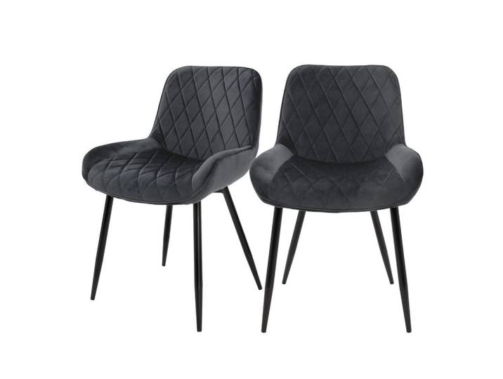 Ml-Design Esszimmerstuhl Samt Dunkelgrau 2er Set, Metall, 54x81x60 cm, Esszimmer, Stühle