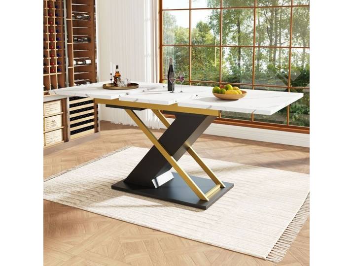 Table télescopique (160 - 200×60cm) table cuisine - salon table télescopique extensible jusqu'à 160 - 200cm à l'aide d'une plaq