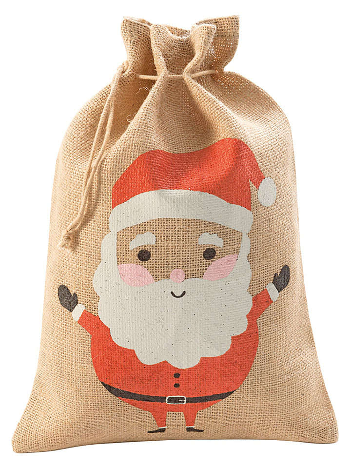 folia PAPER Jutesack in Beige/ Rot - (L)35 x (B)25 cm - onesize