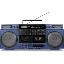 Medion LIFE P66538 Retro-Boombox (DAB+, PLL, Bluetooth), Radio, Blau, Schwarz
