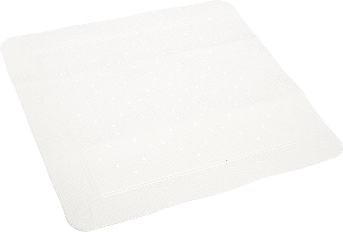 Witte antislip douchemat met zachte vezels, 55 x 55 cm