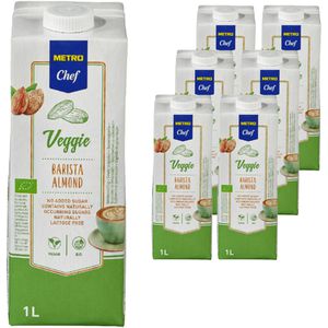 METRO-Chef Mandeldrink Veggie Barista, BIO, aufschäumbar, zuckefrei, je 1 Liter, 6 Stück