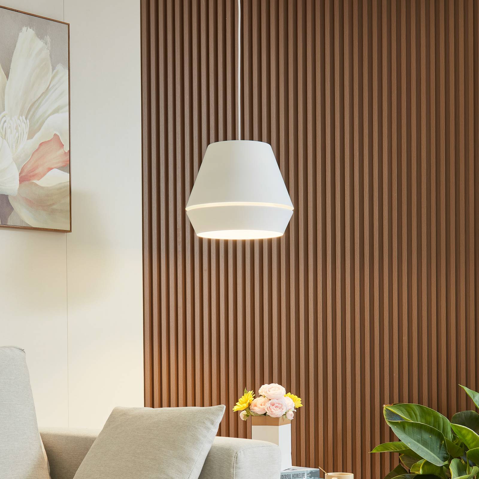 Hängelampe Mynoria Lucande, weiß / opal, für Wohn- / Esszimmer, Aluminium, Modern