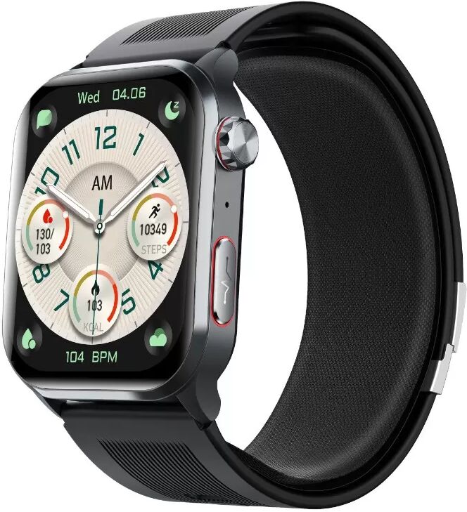 INF Smartwatch compatible with Black Vinyl Strap - Pression artérielle par pompe médicale, ECG grade médical, Fréquence