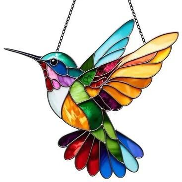 Inspire Essentials Colorful Hummingbird Wind Chime Acrylic Hanging Ornament For Window And Car Decor 3