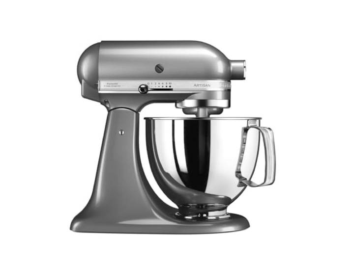 KitchenAid Artisan Robot Pâtissier 4\,7L Tête Inclinable Gris argent Pétrit le pain\, mélange les gâteaux et monte la crème ; design iconique en métal moulé fait pour durer des générations