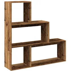 vidaXL Raumteiler-Bücherregal 3 Stufen Altholz-Optik 123x29x123 cm