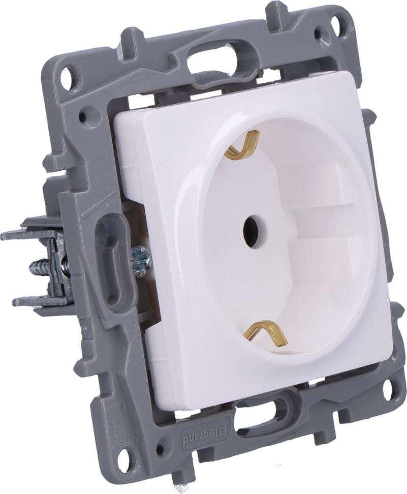 Legrand Schuko stopcontact wit met schroefklemmen en veiligheidsdeksel