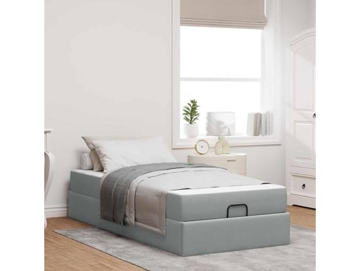 Stoffbezug Matratze mit Stauraum Bettgestell Hellgrau 90x190 cm Bettgestell mit Matratze 2er Set Hellgrau Stoff inkl. Lattenrost und Stauraum-Schubladen für komfortablen Schlaf