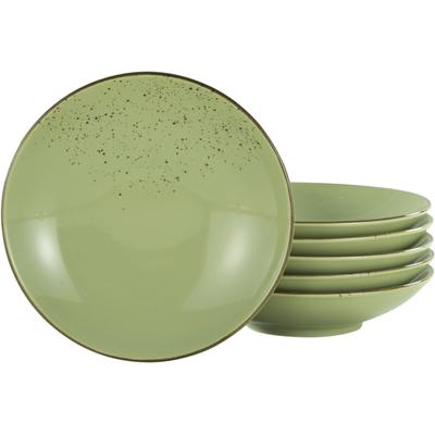 Suppenteller CREATABLE "Essteller NATURE COLLECTION", grün, Ø:22cm, Steinzeug, Speiseteller, Teller Set für 6 Personen, Ø 22 cm, Steinzeug, tiefe Teller