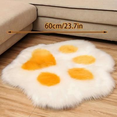 Uplifted Goods Ultra Soft Plush Cat Paw Decorative Floor Mat white Yellow