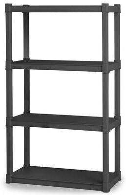 Sterilite 4 Shelf Unit Heavy Duty & Easy to Assemble Plastic Storage Unit, Gray - 34.5 x 14.375 x 57 inches