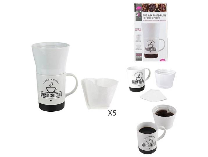 Set Kaffeebecher unf Filter BARISTA 33cl weiss 1 Stück
