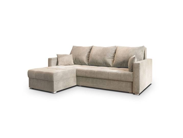 ECKSOFA NIDA Beige Geflochtener Stoff mit Schlaffunktion