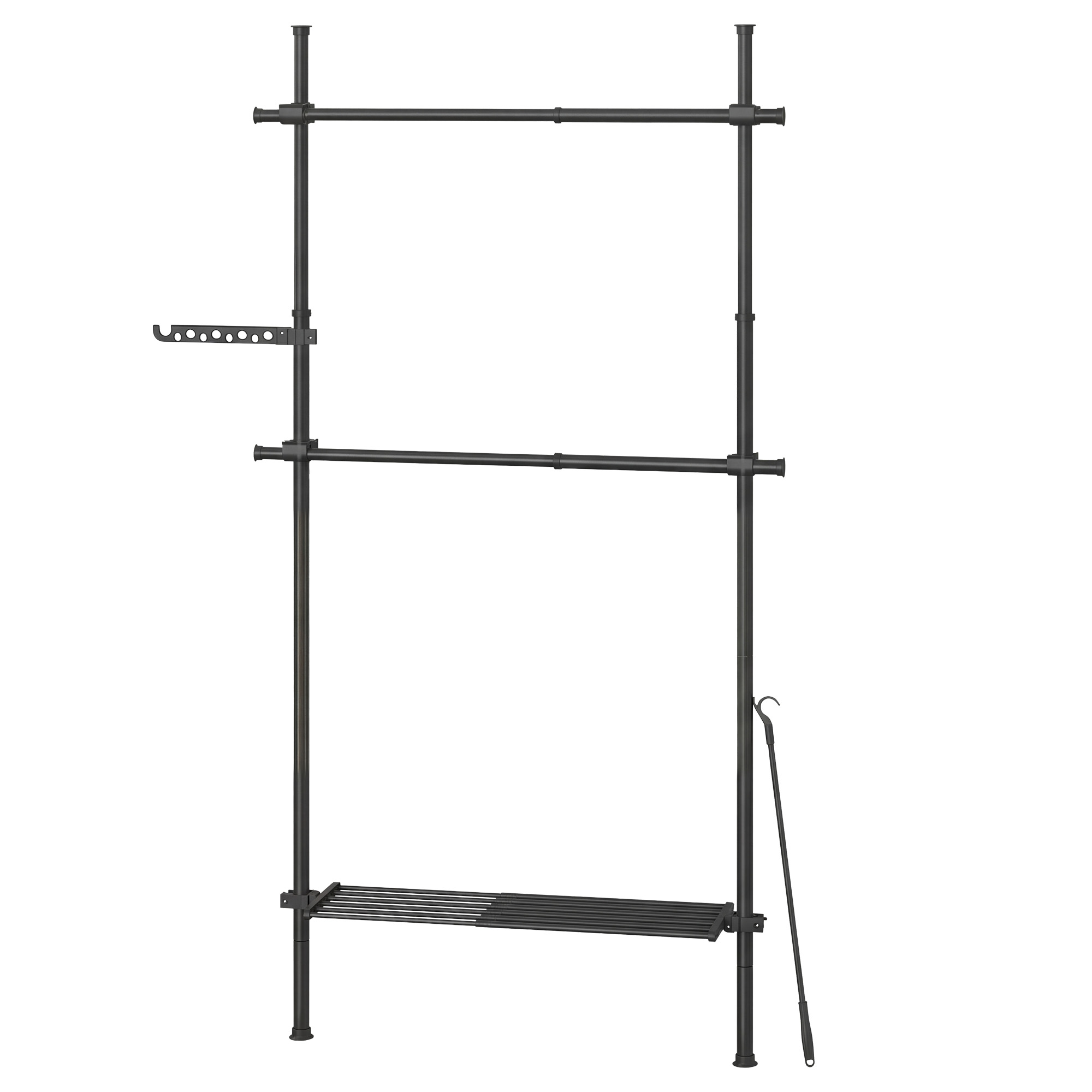 SONGMICS 3-stufiger Kleiderständer, höhen- und breitenverstellbar, offene Garderobe mit 2 Kleiderstangen und 1 Ablage HSRB35136B01