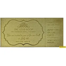 Fanattik THE SHINING - The Overlook Hotel Ball - Ticket Plaqué Or Collector 24k